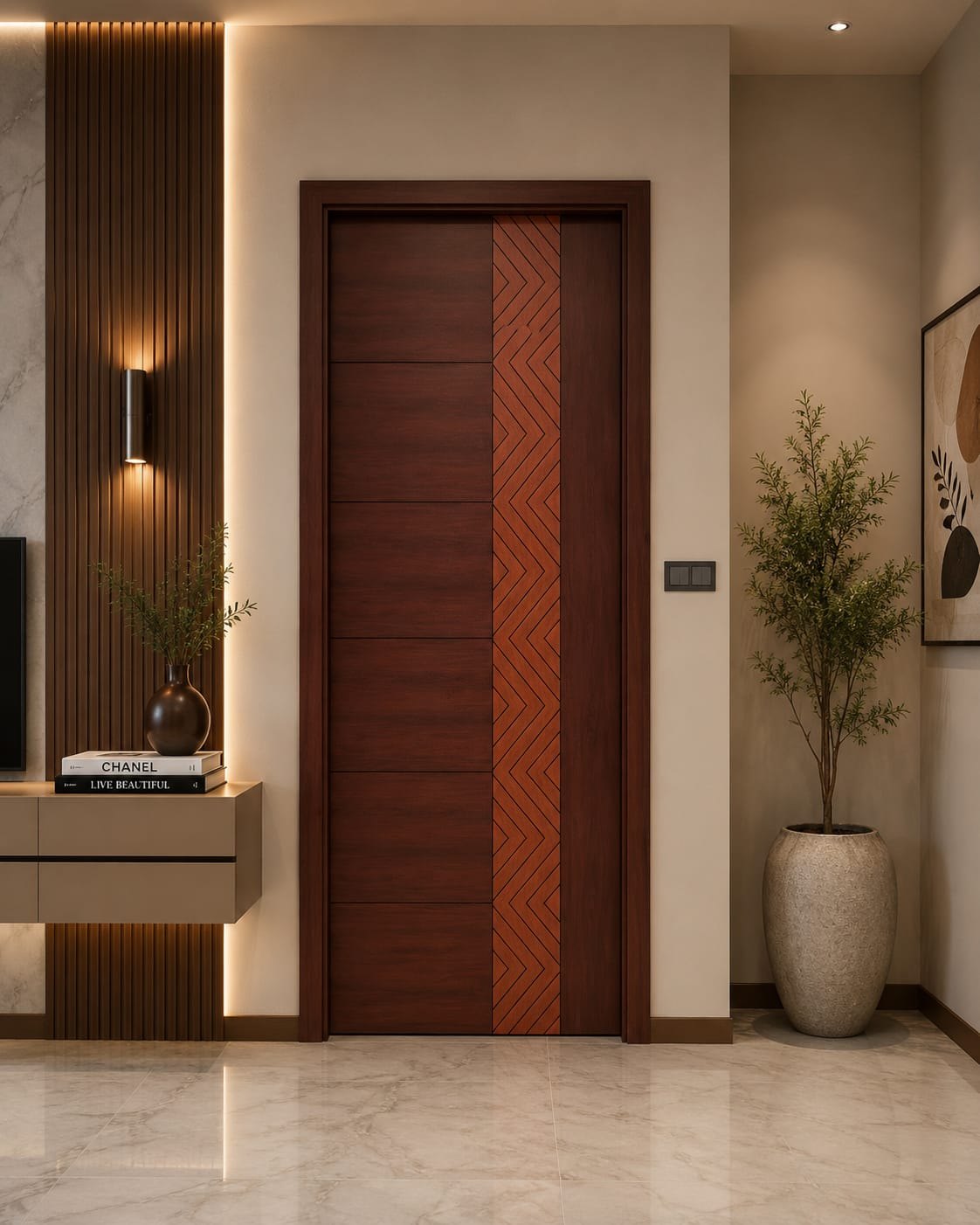 Rosewood with chevron inlay — UV Coated Doors by Om Industries