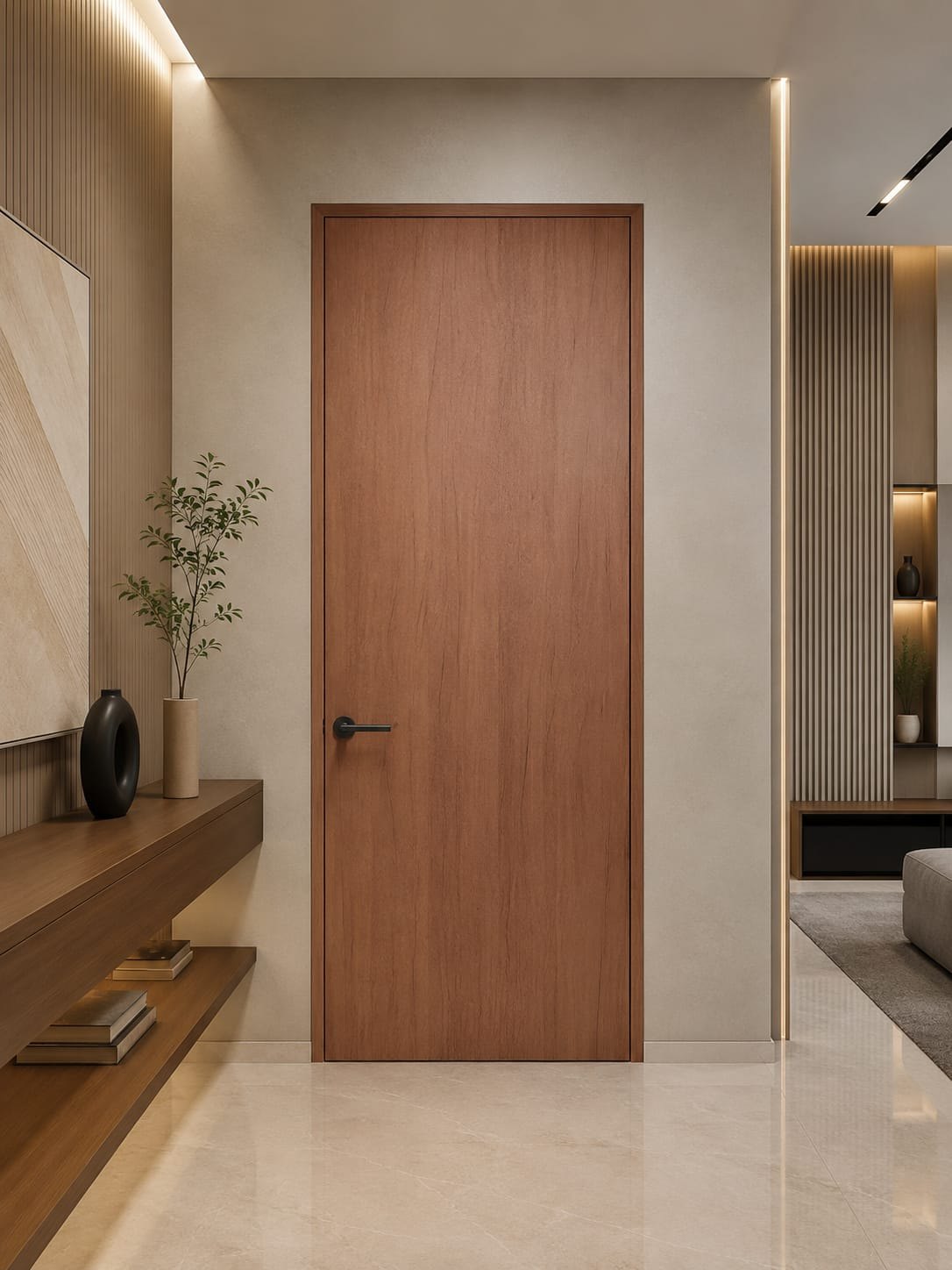 Teak — plain grain — UV Coated Doors by Om Industries